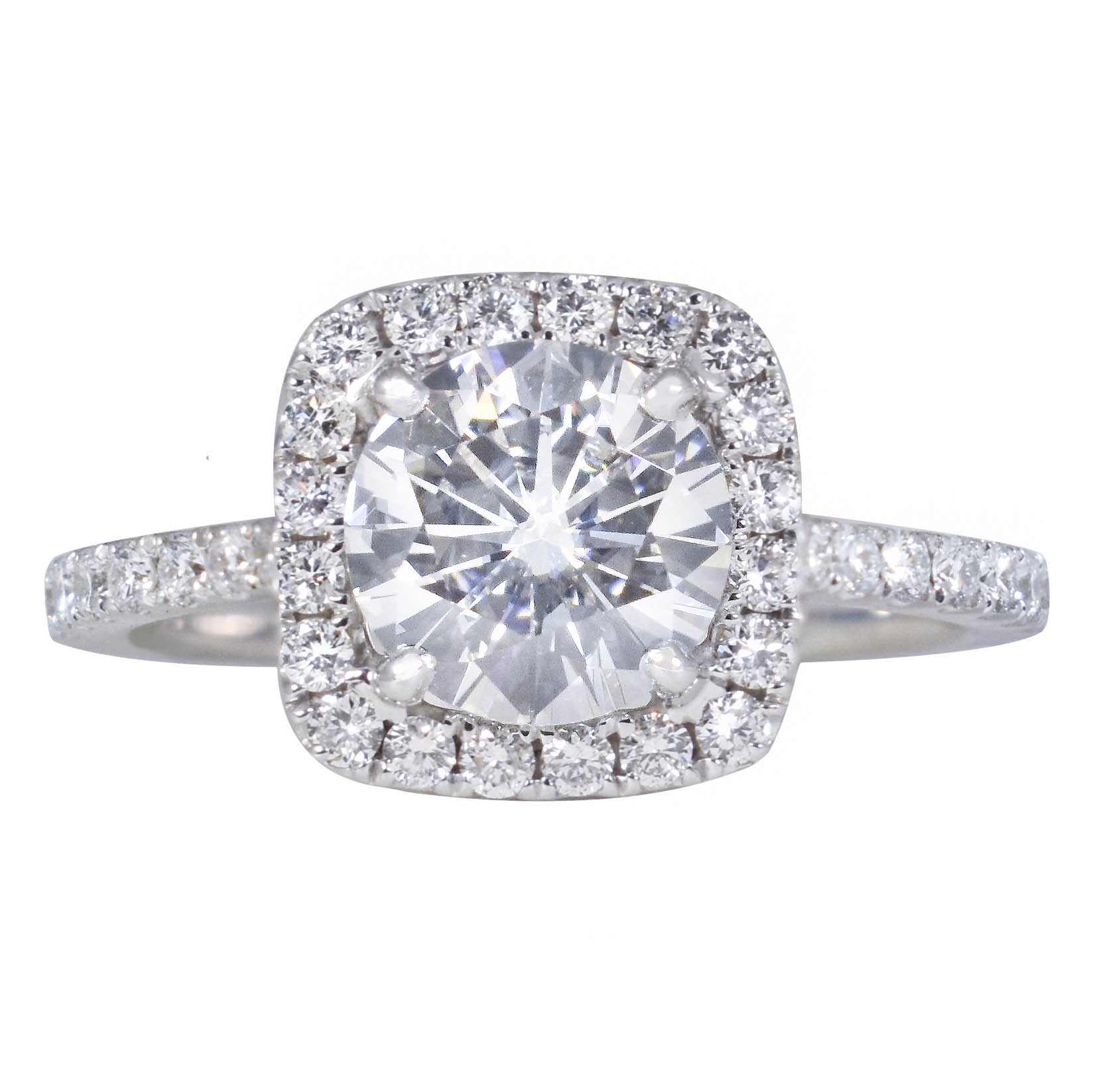 Classic Cushion Halo Diamond Ring Setting - Rings