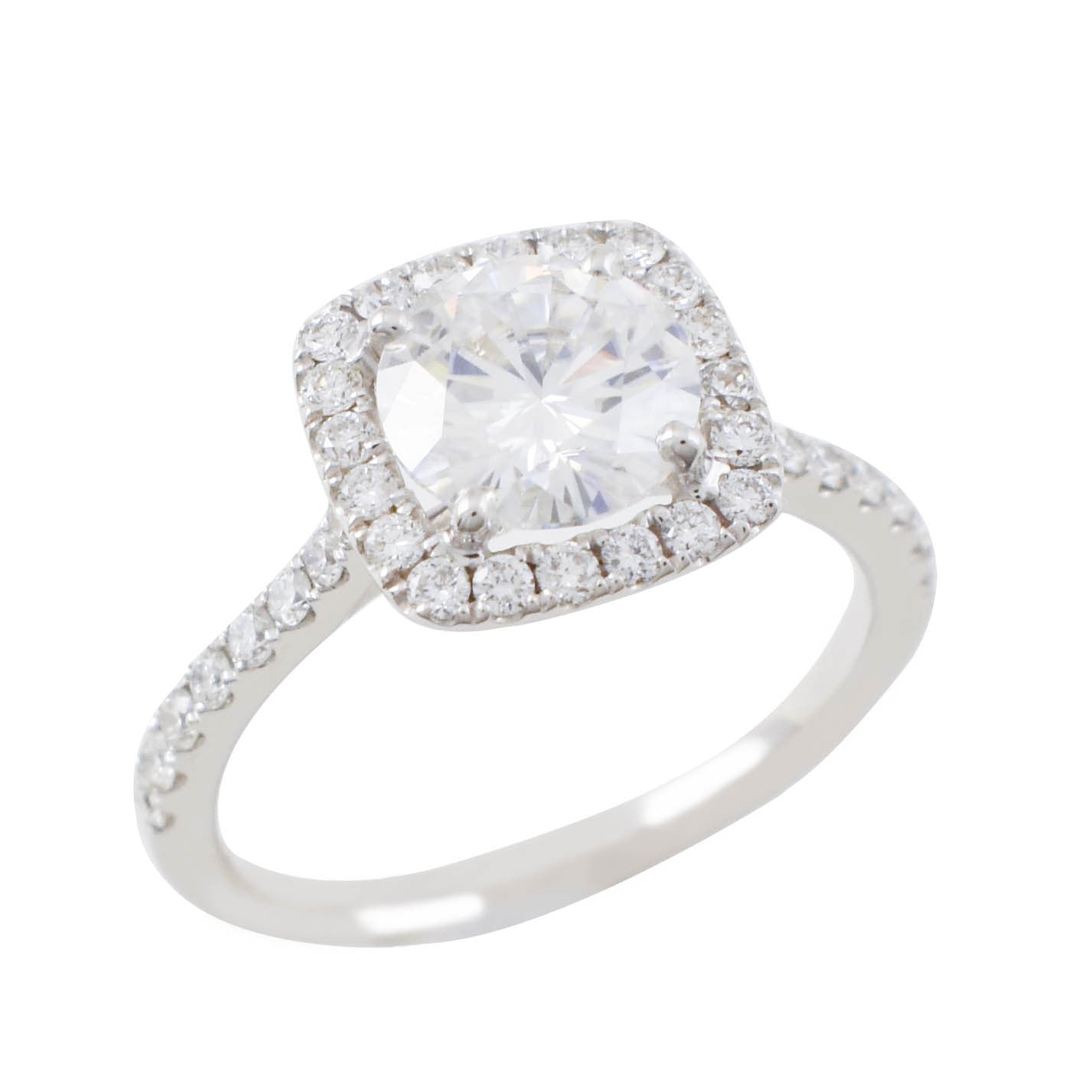 Classic Cushion Halo Diamond Ring Setting - Rings