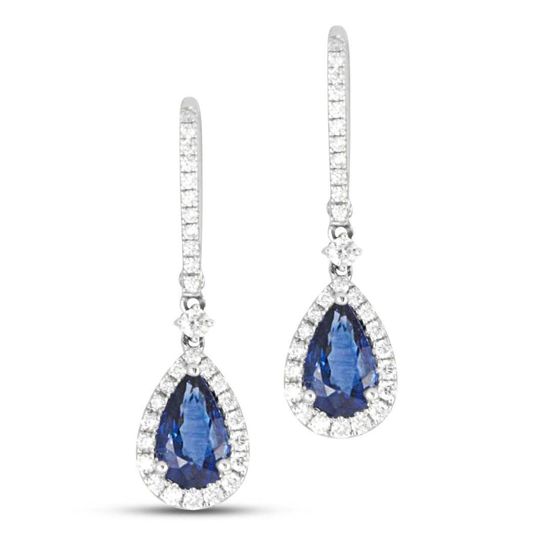 Teardrops  Of Happiness Blue Sapphire Earrings - Earrings