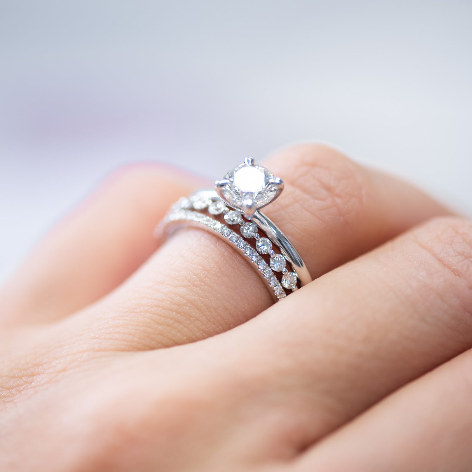Single Shared Prong Diamond Band 2 mm Halfway Diamonds - Rings