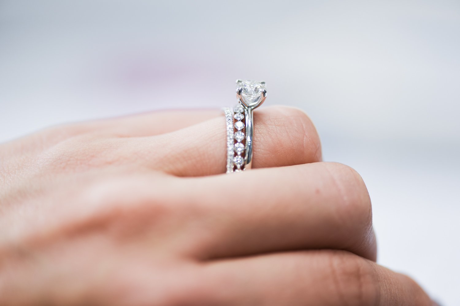 Single Shared Prong Diamond Band 2 mm Halfway Diamonds - Rings