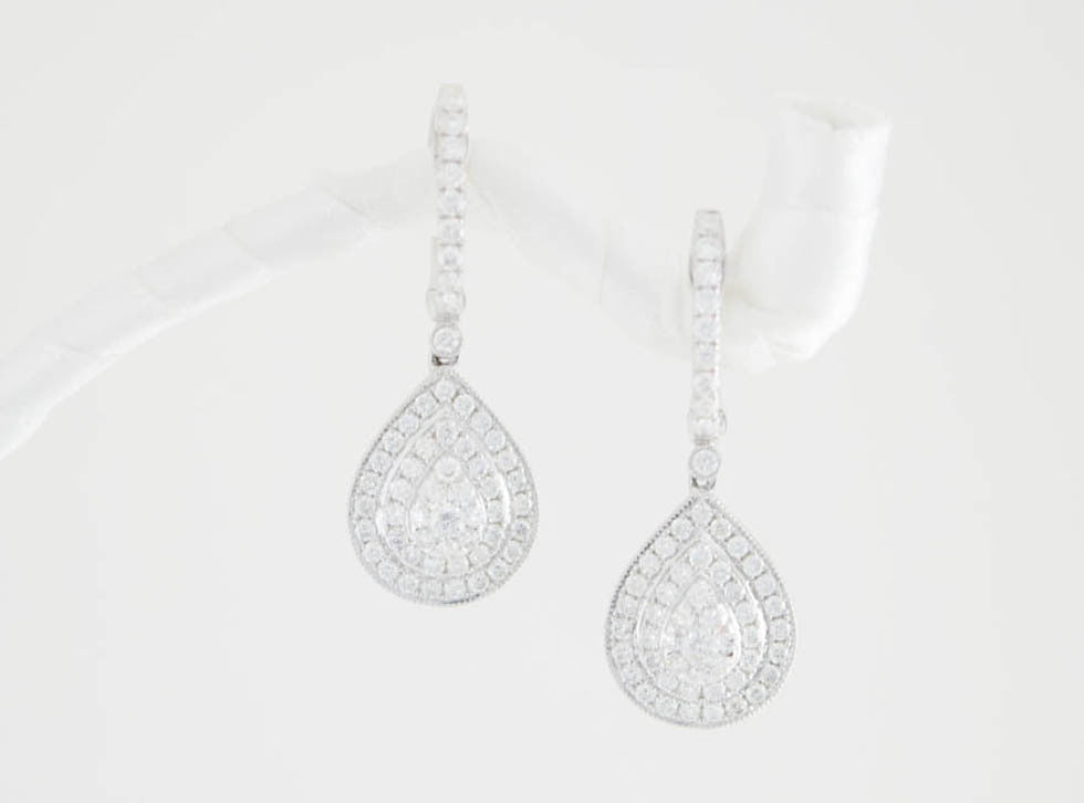 Diamond Tear Drop Earrings - Earrings