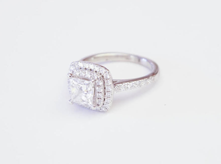 Double Halo Princess Cut Ring - Rings