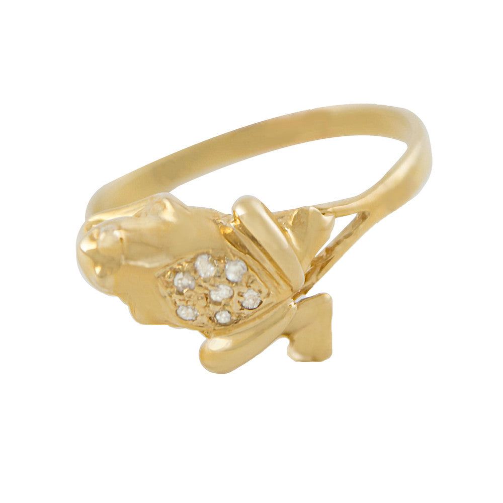 Gold Frog Ring with Diamonds - Estate