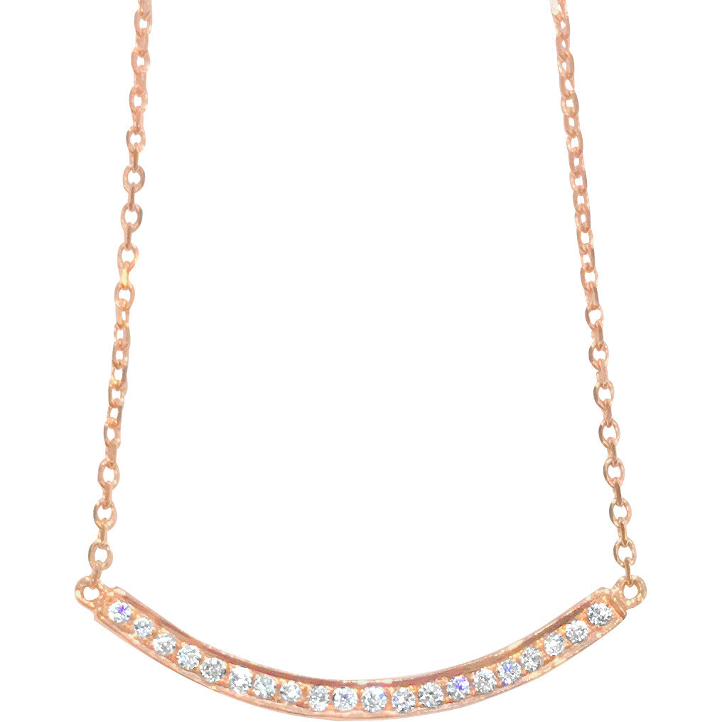 Curved Diamond Bar Necklace - Necklace
