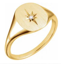 Diamond Star Signet Ring Yellow Gold
