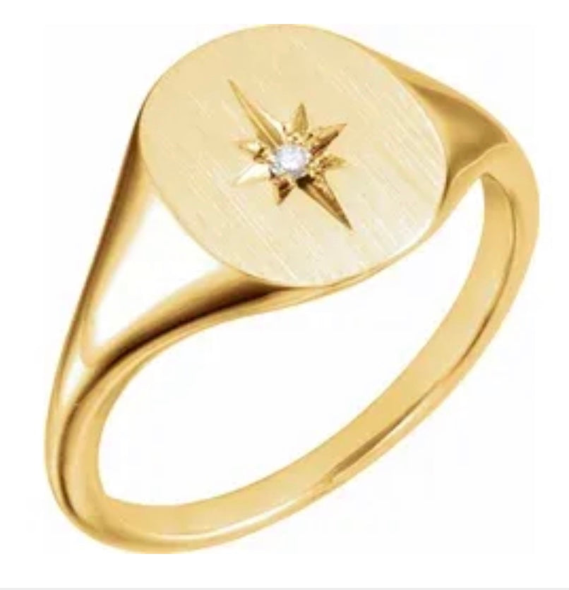 Diamond Star Signet Ring - Rings