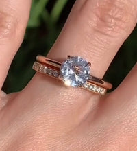 Rose Gold White Sapphire Solitaire Ring - Rings
