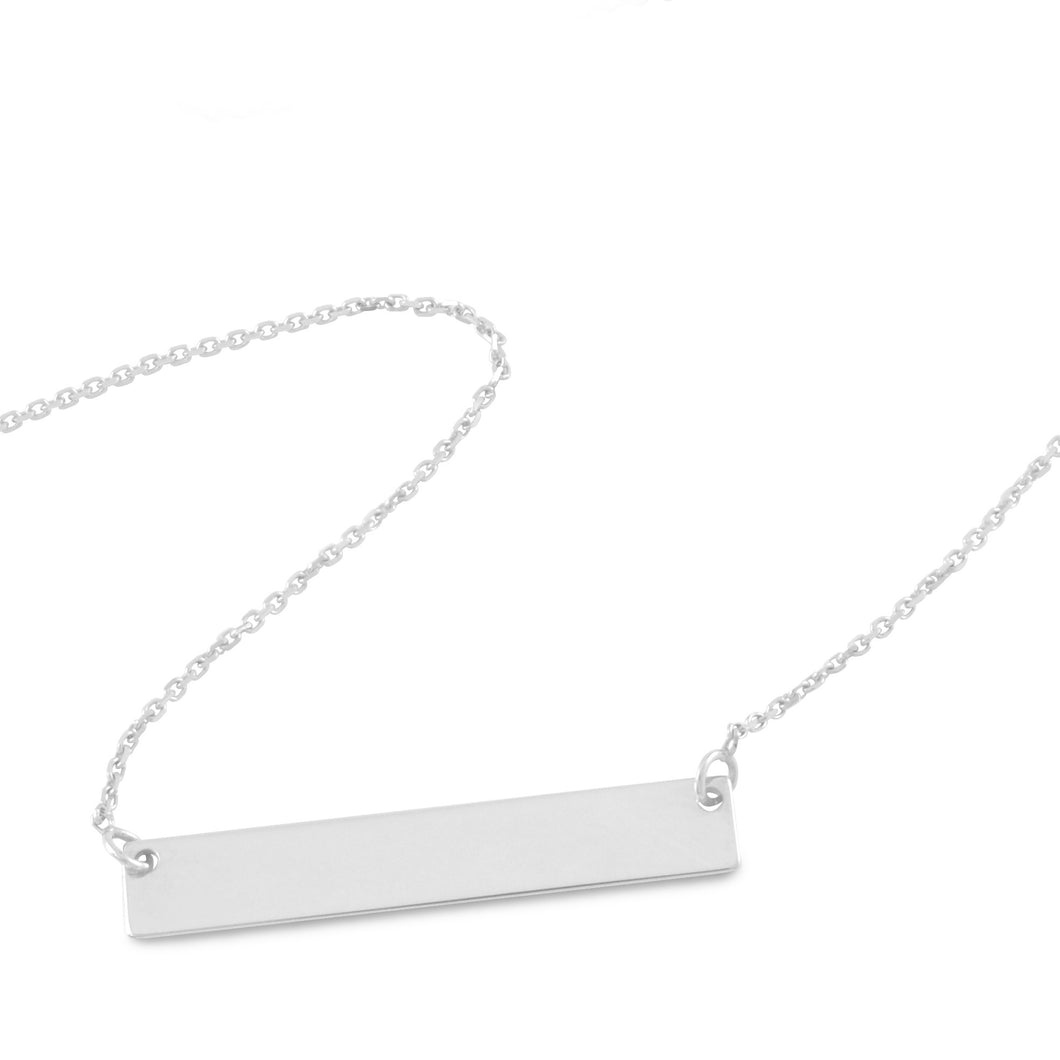 Small Bar Necklace 14K White Gold - Necklace
