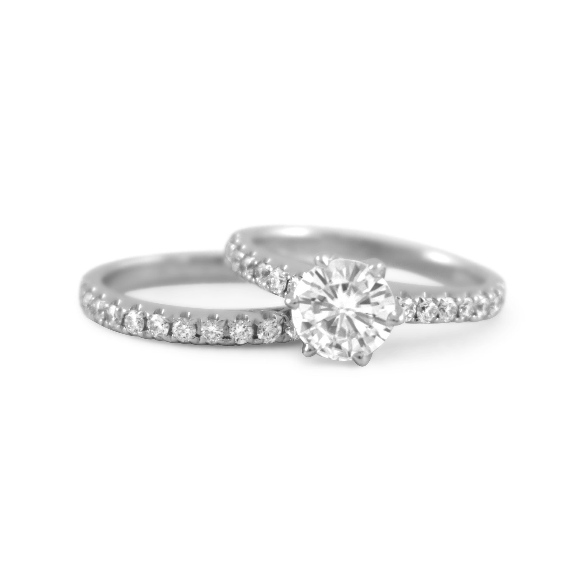 Victoria Moissanite & Diamond Wedding Set - Rings