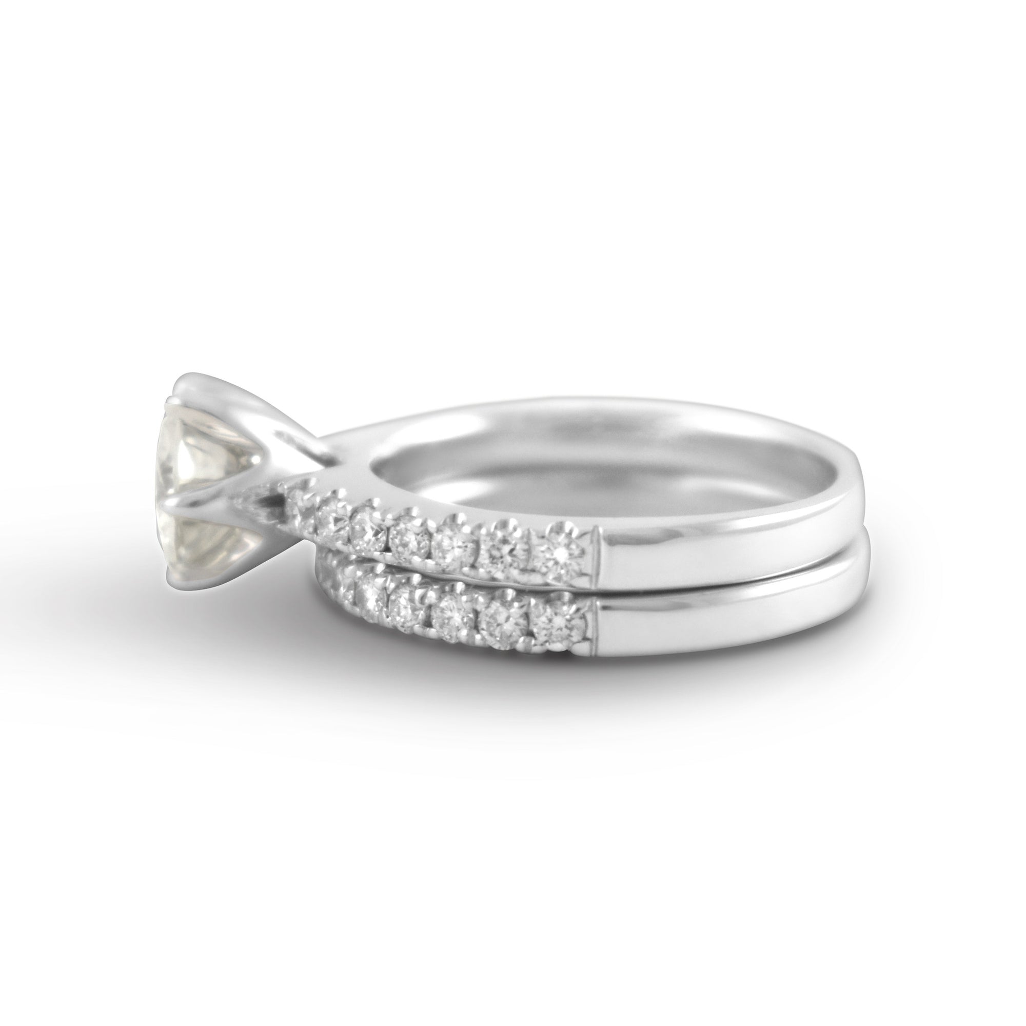 Victoria Moissanite & Diamond Wedding Set - Rings