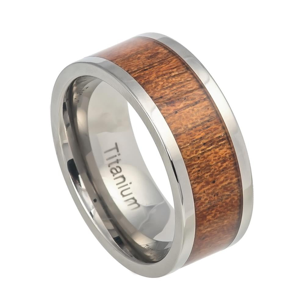 Wood Titanium Edge Ring - Rings