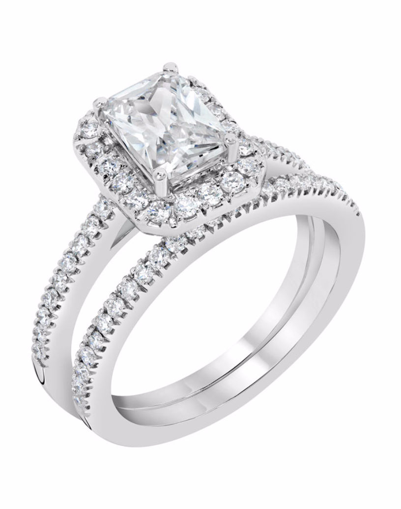 Emerald Halo Diamond Ring - Rings