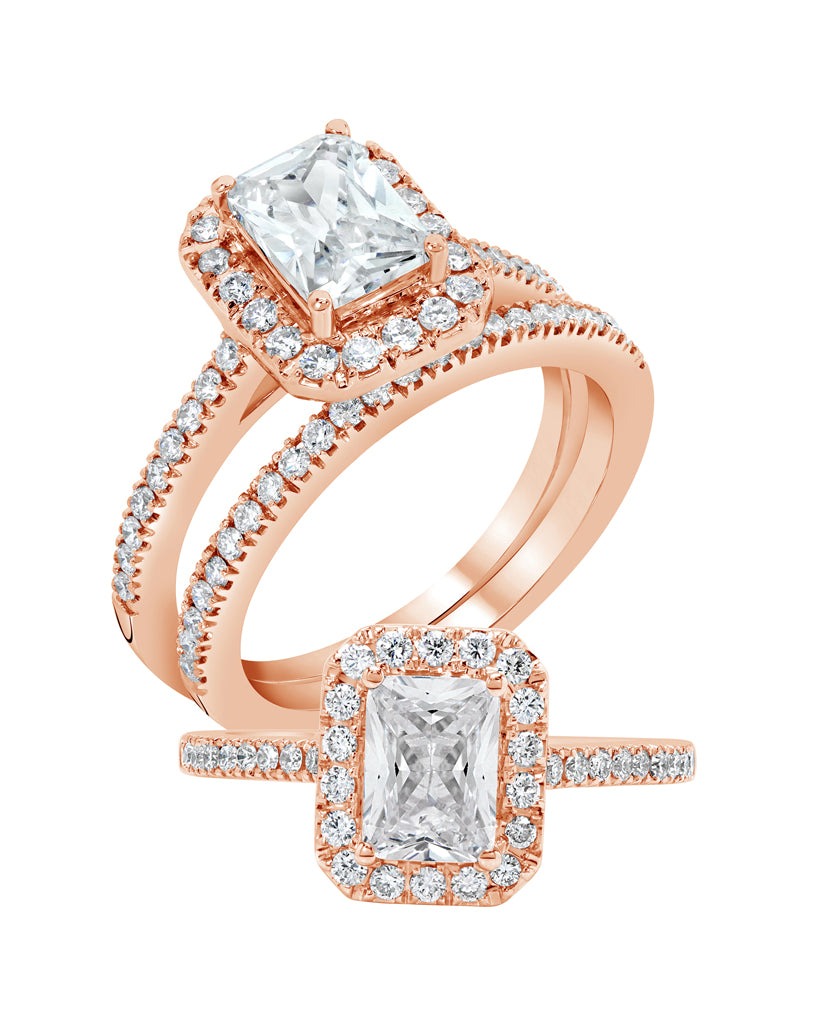 Emerald Halo Diamond Ring - Rings