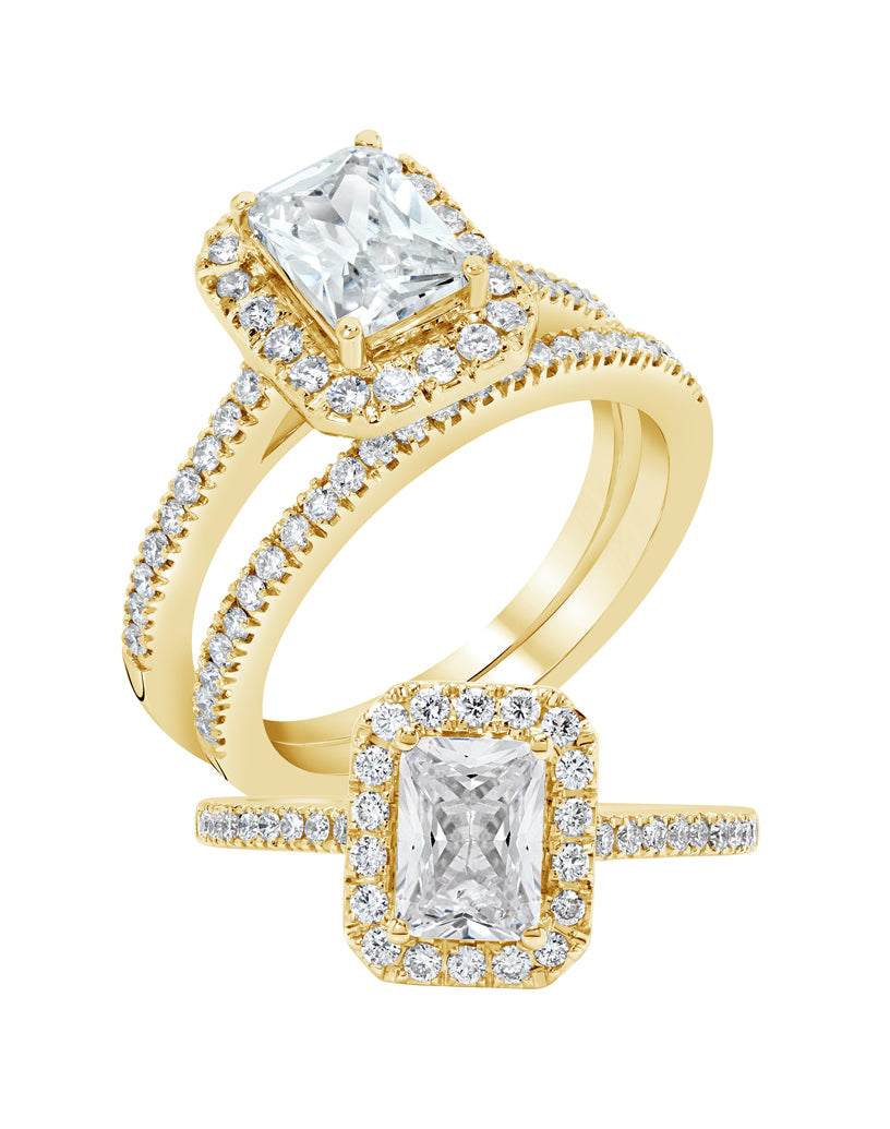 Emerald Halo Diamond Ring - Rings