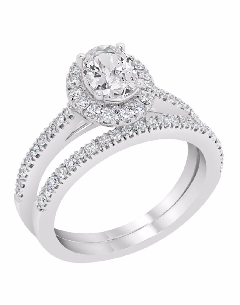Oval Halo Diamond Ring - Rings