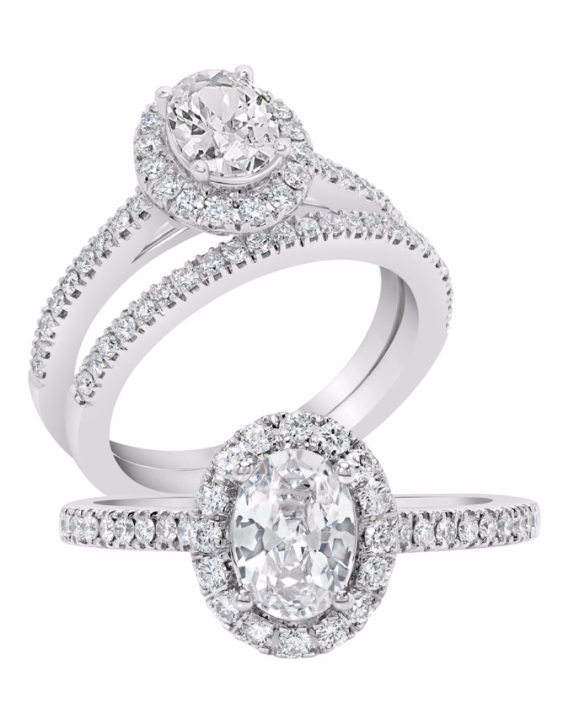 Oval Halo Diamond Ring - Rings