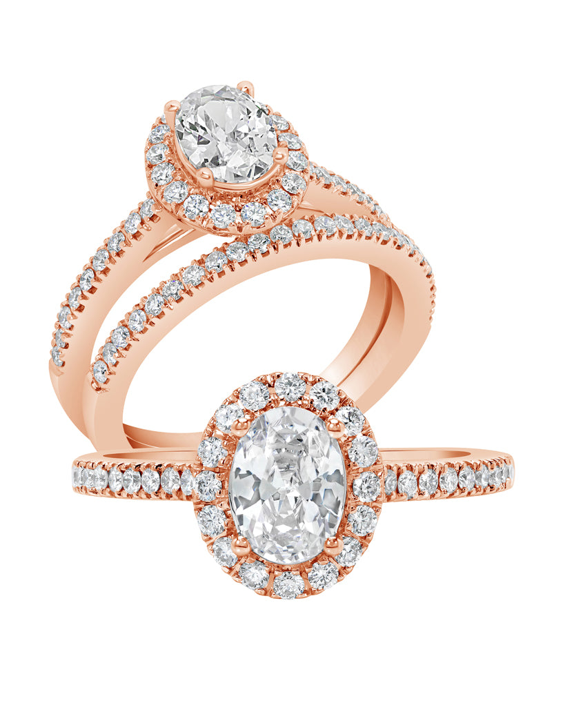 Oval Halo Diamond Ring - Rings