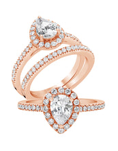 Pear Halo Diamond Ring - Rings