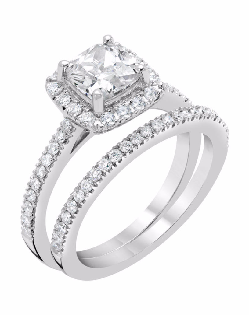 Square Halo Diamond Ring - Rings