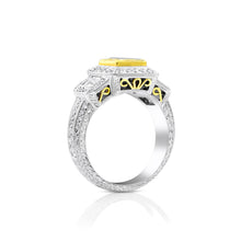 Yellow Princess Cut Diamond Three Stone Ring - Rings