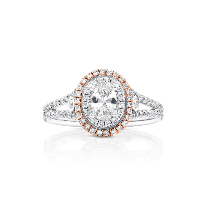 Oval Halo Pink Diamond Engagement Ring - Rings