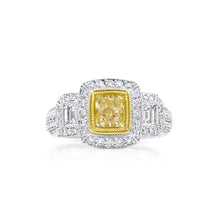 Yellow Princess Cut Diamond Three Stone Ring - Rings