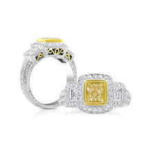 Yellow Princess Cut Diamond Three Stone Ring - Rings