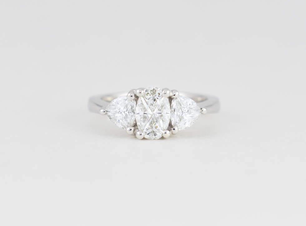 Oval Trillion 3 Stone Style Ring - Rings