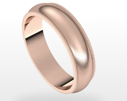 Milgrain Half Round Mens Ring - Rings