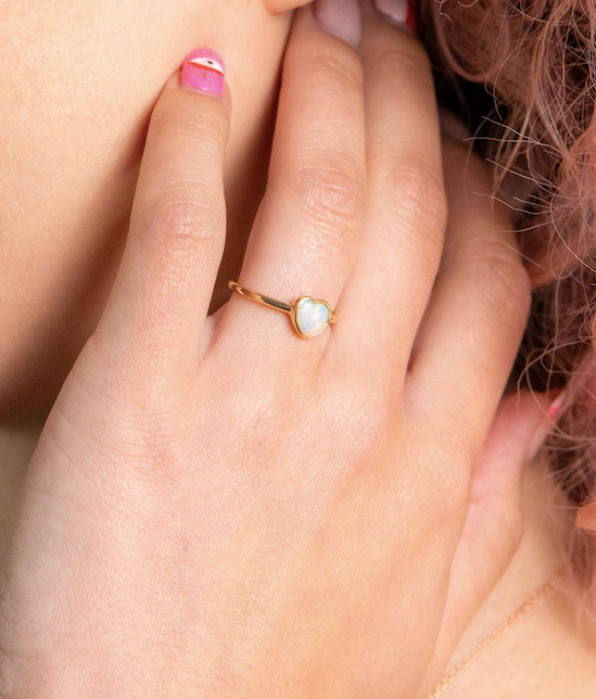 Australian Opal Heart Ring - Rings