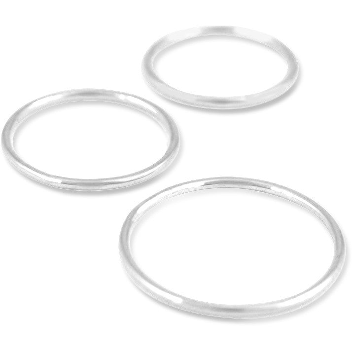 Set of 3 Thin White Gold Rings - Rings