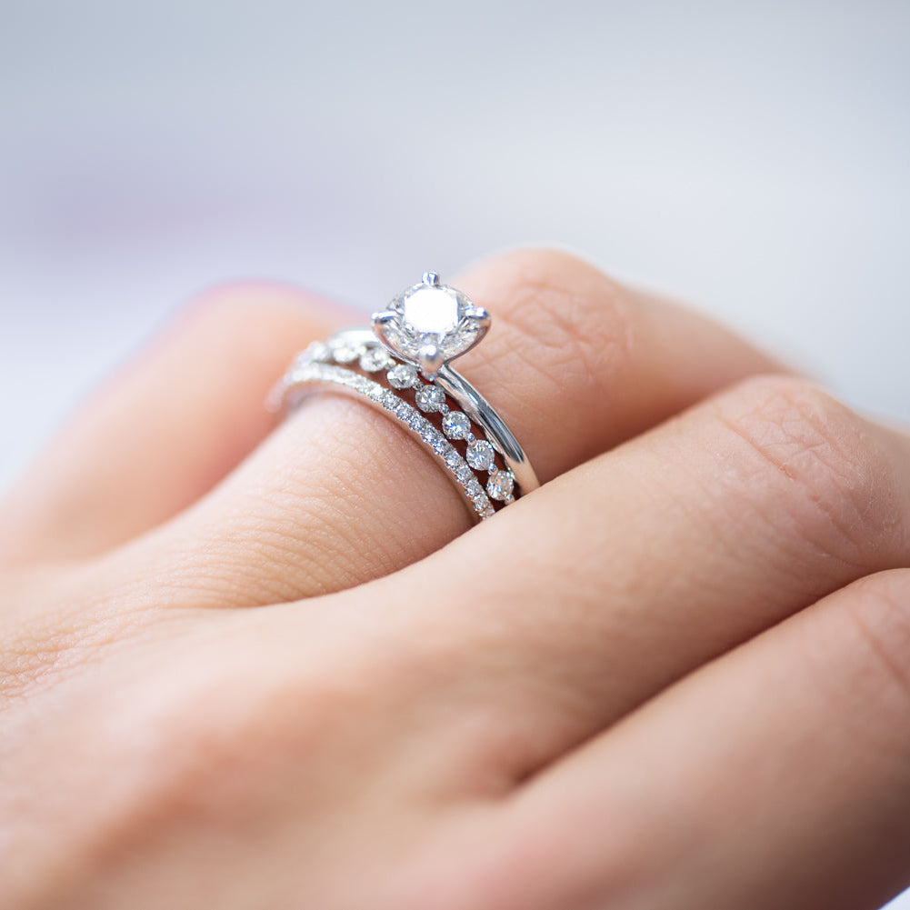 Single Shared Prong Diamond Band 2.0mm 3/4 Diamonds - Rings