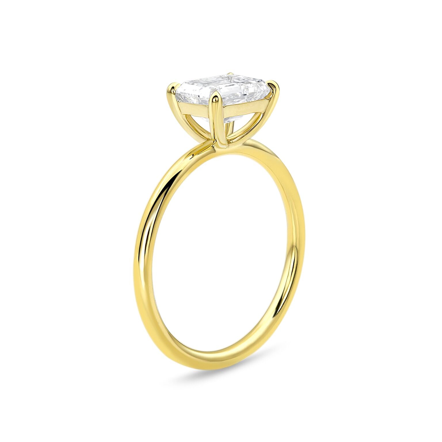 East West Emerald Solitaire Ring - Engagement Rings