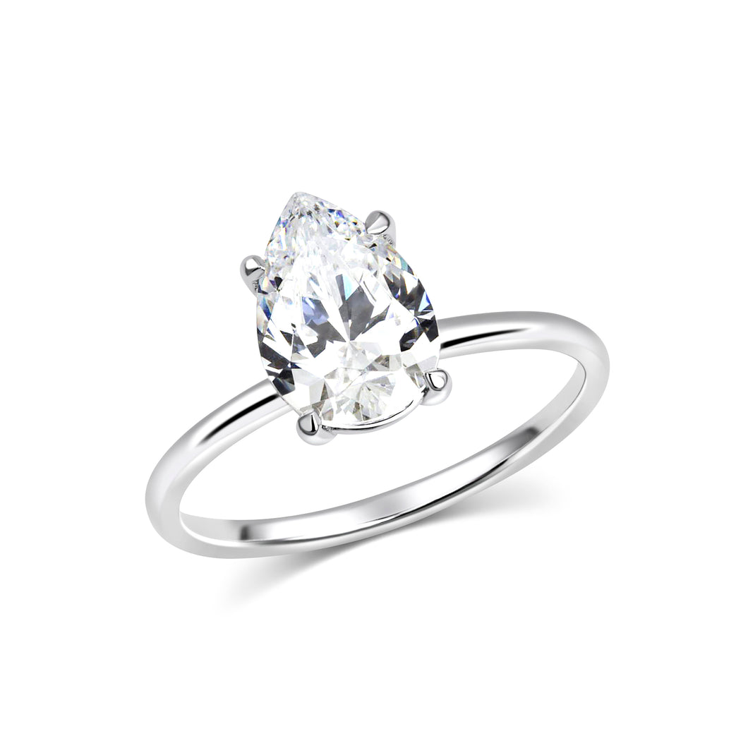 2 Carat Pear Solitaire Moissanite Ring - Rings