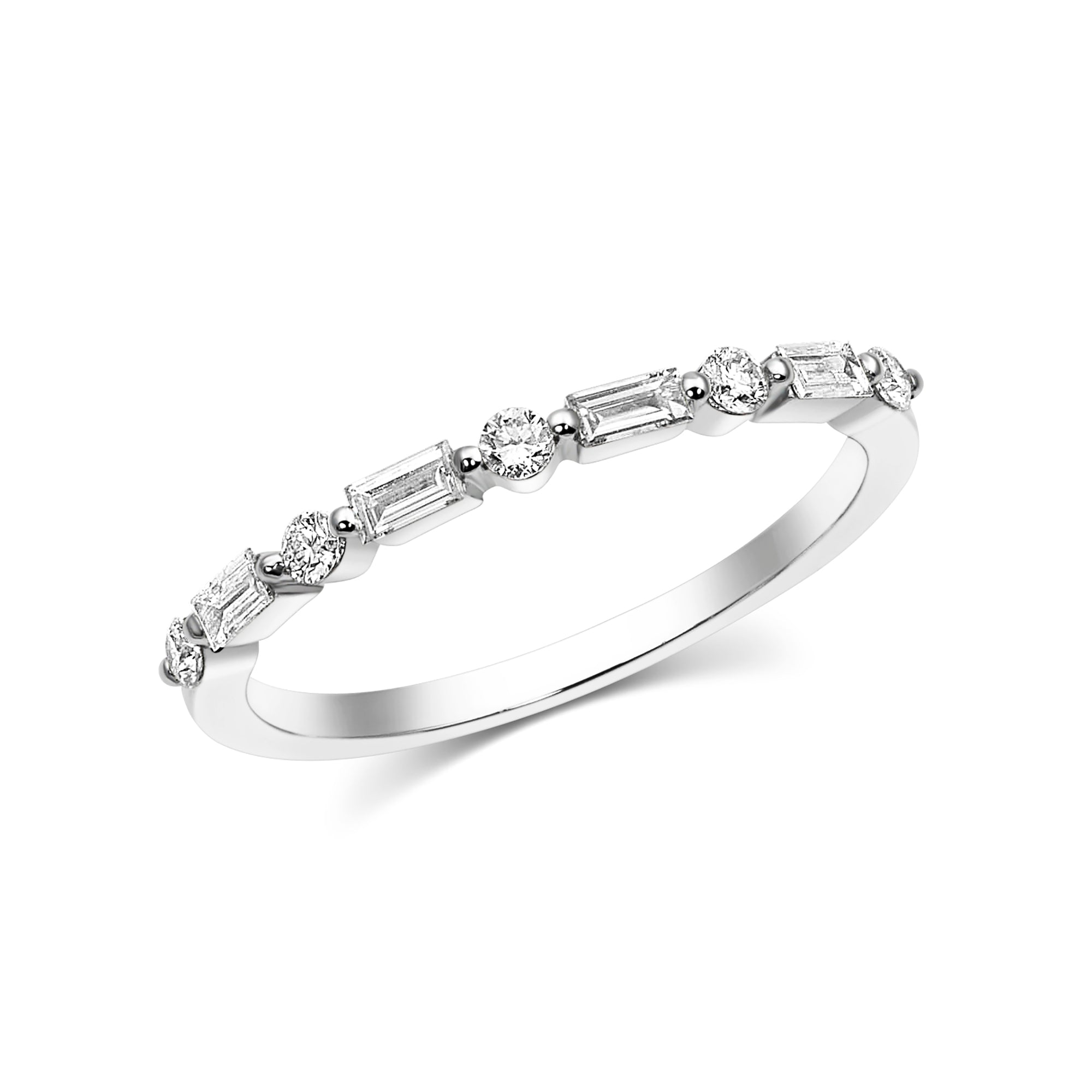 Baguette Single Shared Prong Ring - Rings