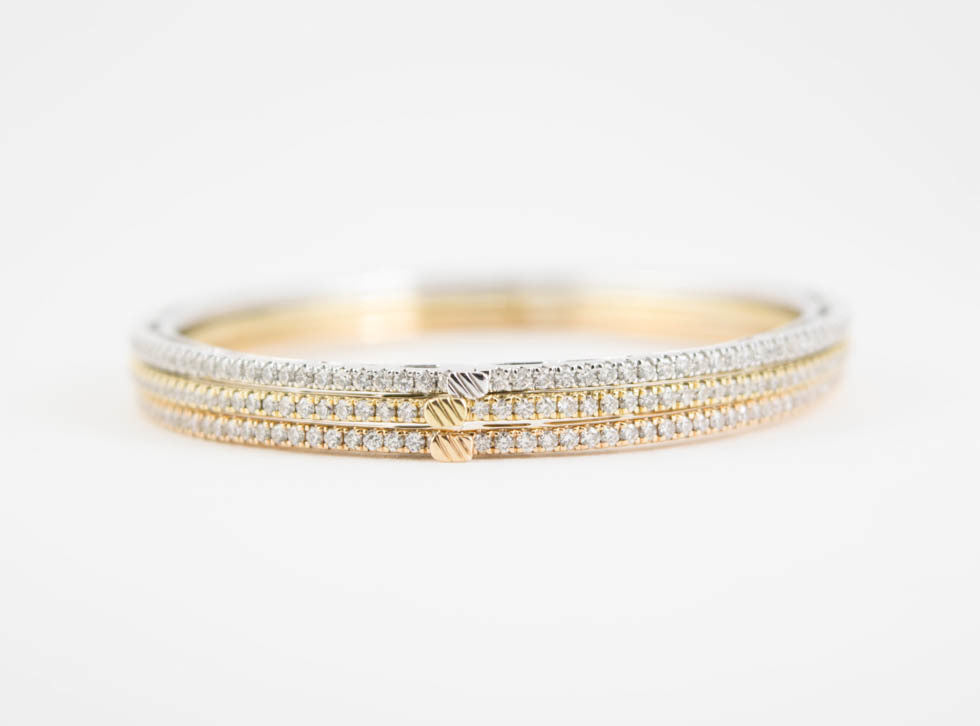 Tri-Color Eternity Diamond Bangles - Wrist