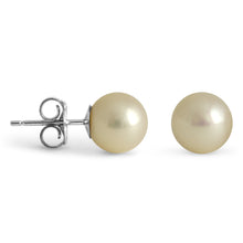 7mm Classic White Pearl Earring Studs White Gold Push Backings - Earrings