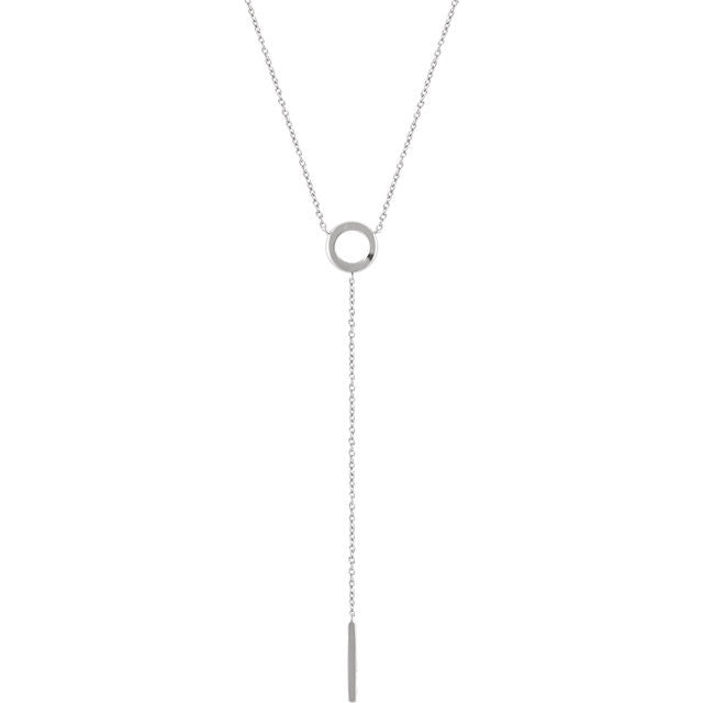 Circle + Bar Dainty Y Chain - Necklace