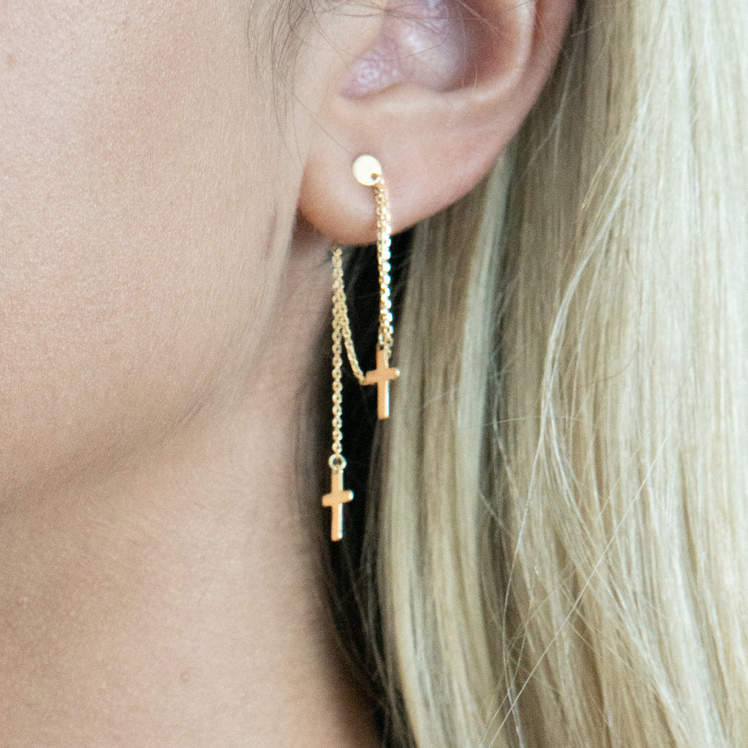 Double cross earrings sale