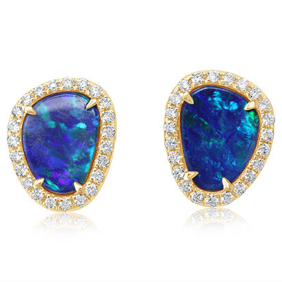 Opal Diamond Earrings - Earrings