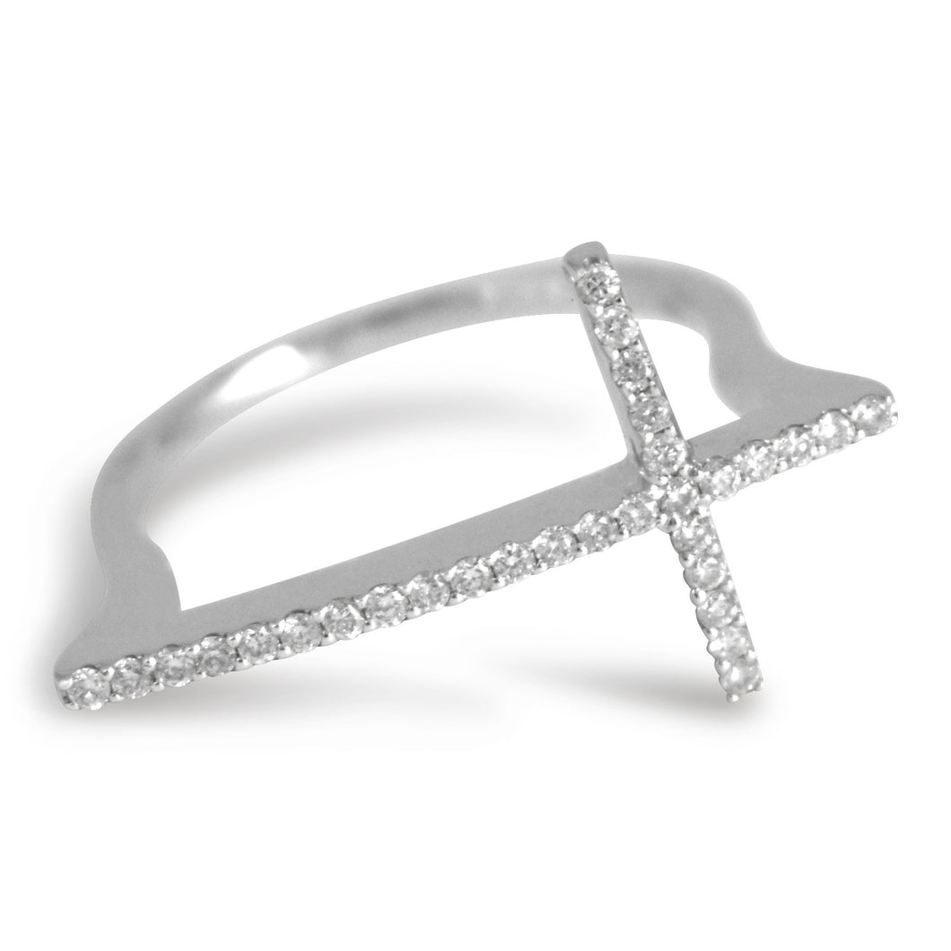 Dainty Diamond Cross Ring - Rings