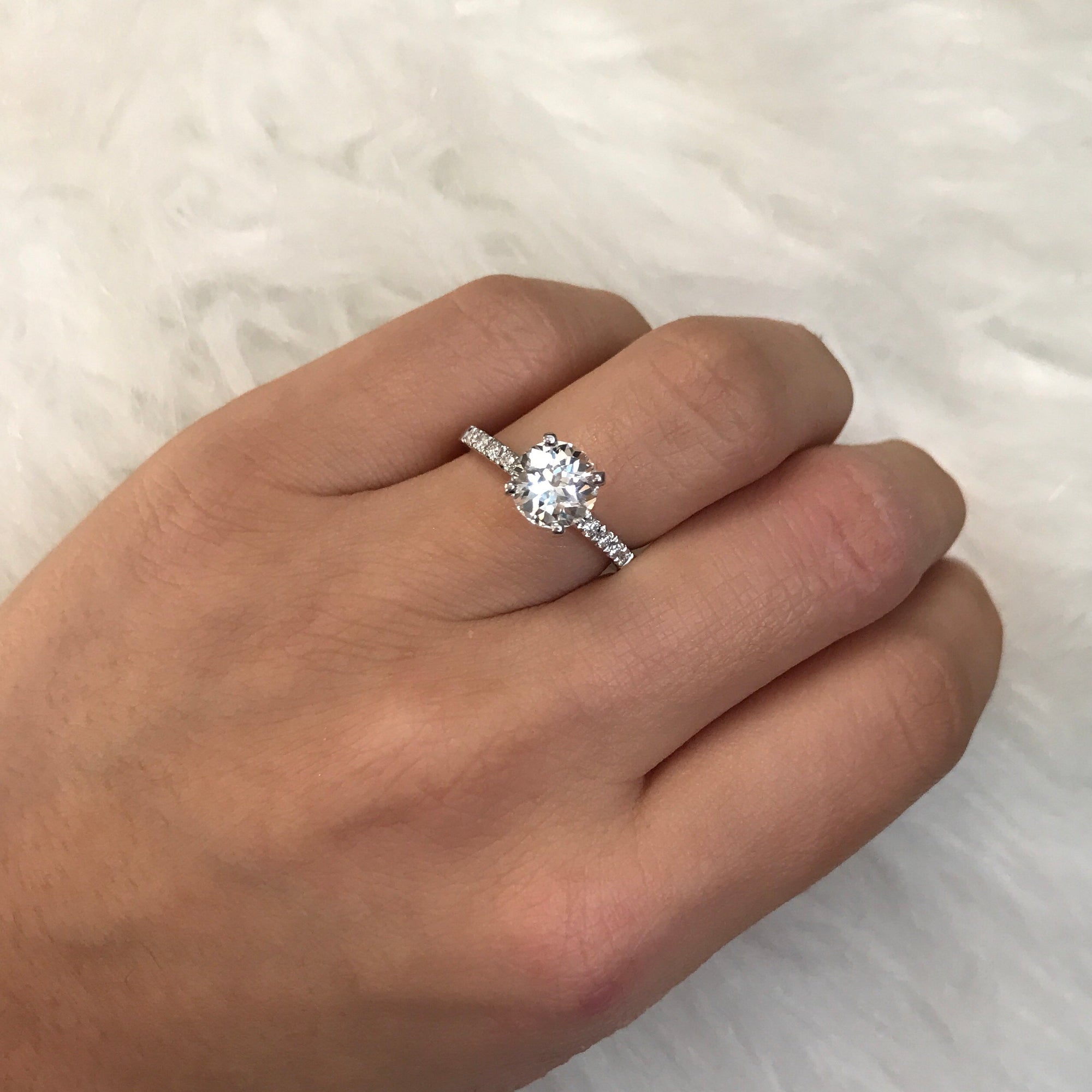 White Sapphire Engagement Ring - Rings