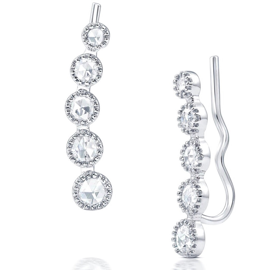 Lex Rose Cut Diamond Ear Climbers - Earrings