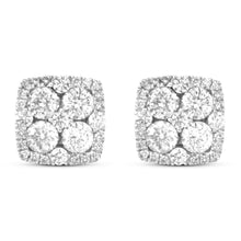 Square Cluster Diamond Earrings - Earrings