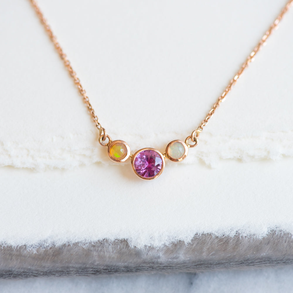 Pink Sapphire and Opal Necklace - Necklace