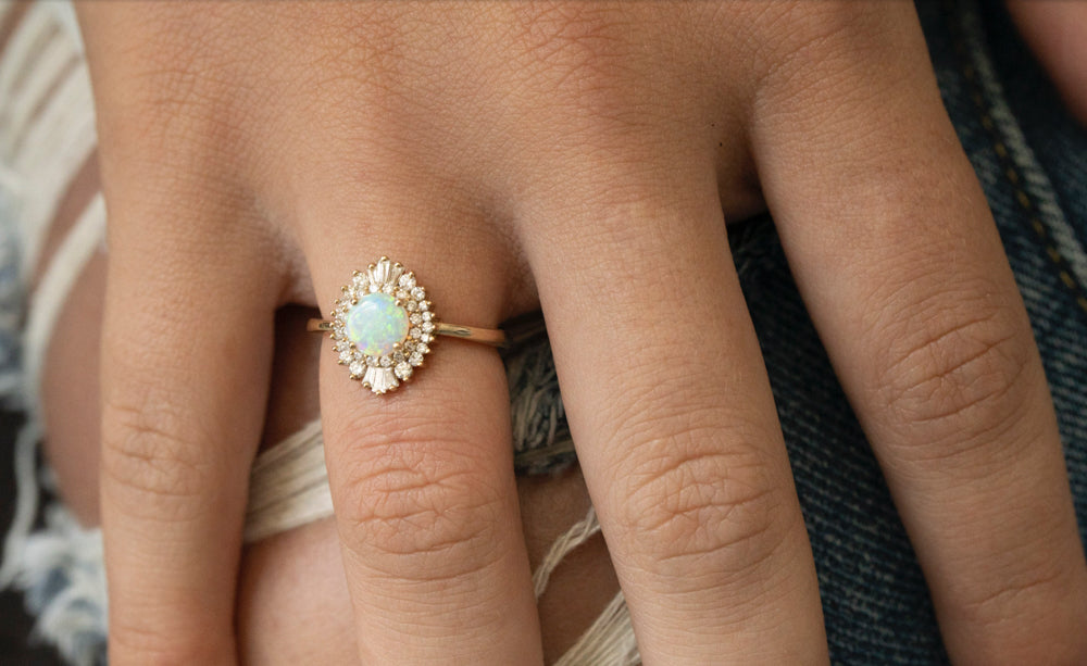 Arielle Diamond Opal Ring - Rings