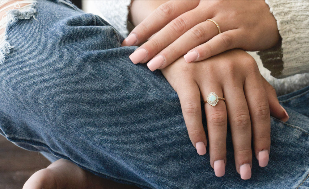 Arielle Diamond Opal Ring - Rings