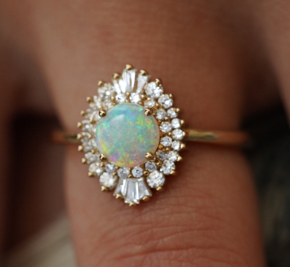 Arielle Diamond Opal Ring - Rings