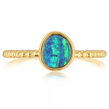 Australian Opal Doublet Beaded Shank Ring - Rings